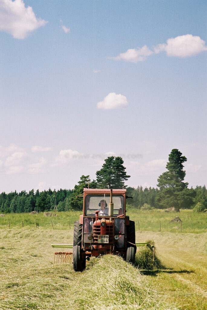 JE0104_16, Höskörd Sörmland sommaren 2001. Strängläggning med Volvo BM och Claas strängläggare, Jonas Engström