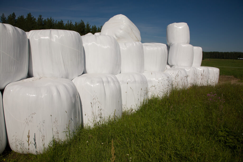 JE_64564, Ensilagebalar i lager, Jonas Engström